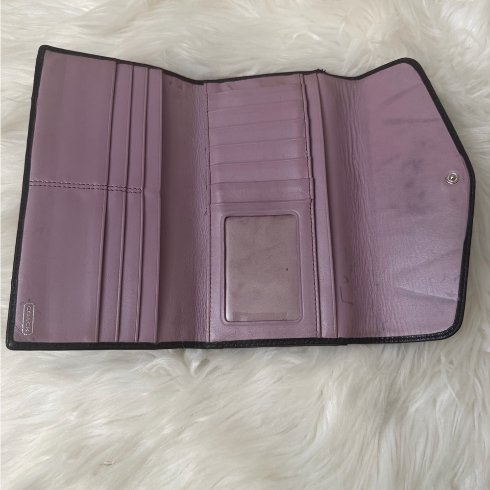 Coach Dark Leather Clutch with Silver Accent - Picture 4 of 7